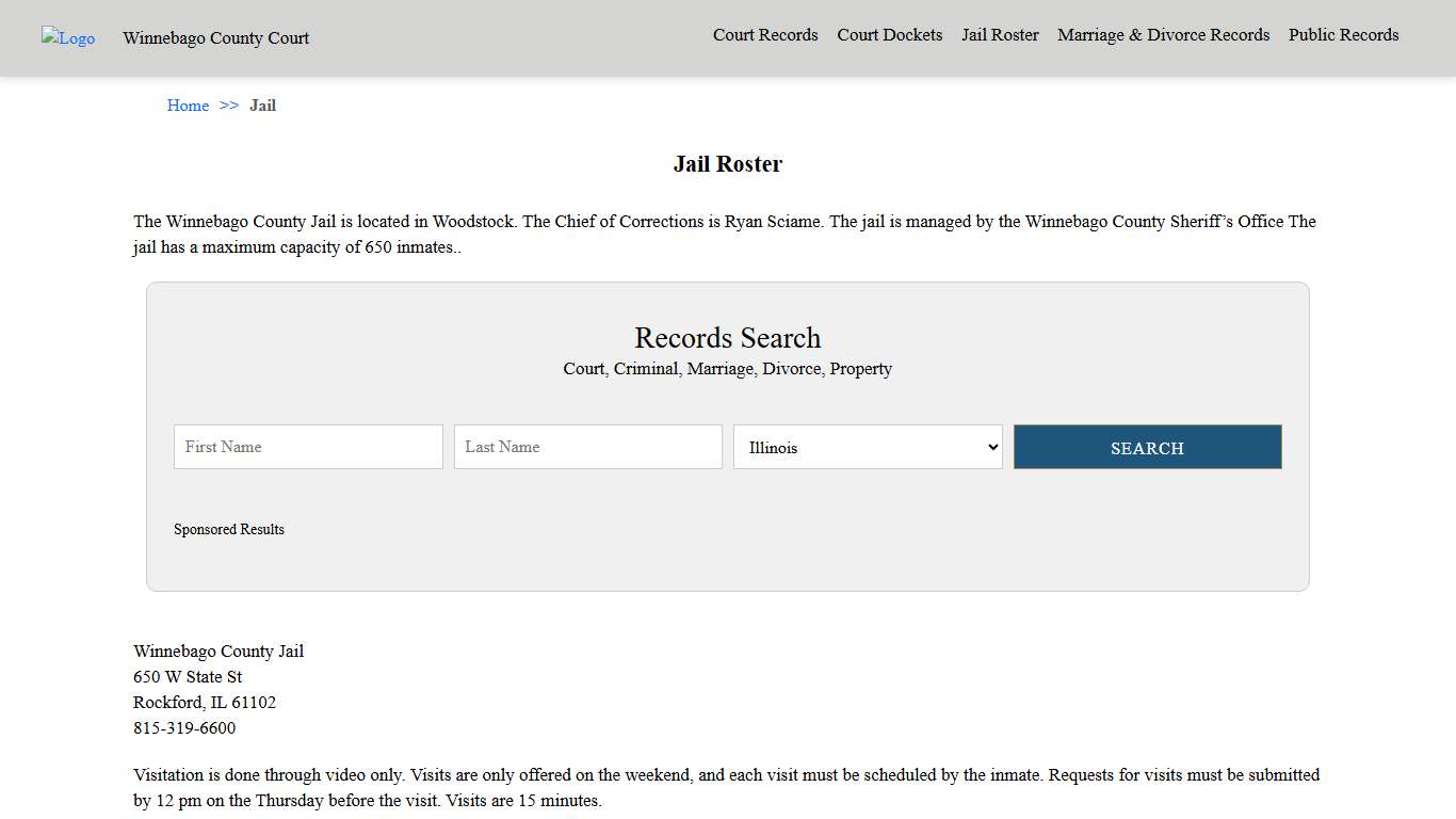 Jail Roster | Winnebago County Court